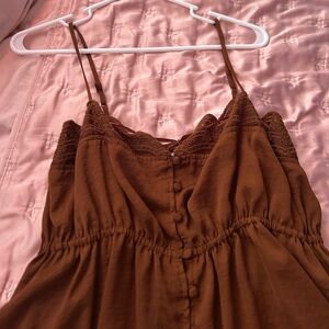Brown Lace Trim American eagle Spaghetti Strap Top